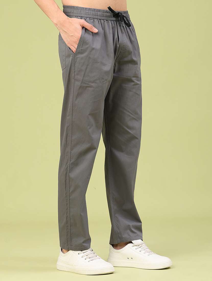 men solid mid rise full length track pant - 22323596 -  Standard Image - 2