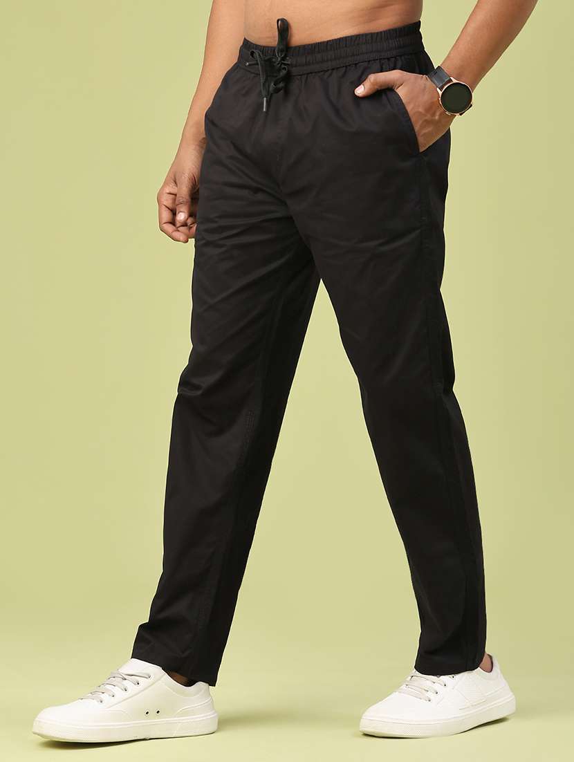 men solid mid rise full length track pant - 22323598 -  Standard Image - 2
