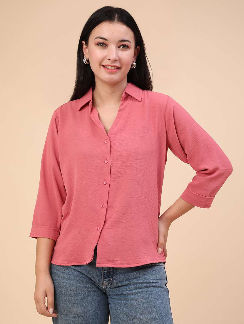 peach cotton regular shirt - 22323607 -  Standard Image - 2