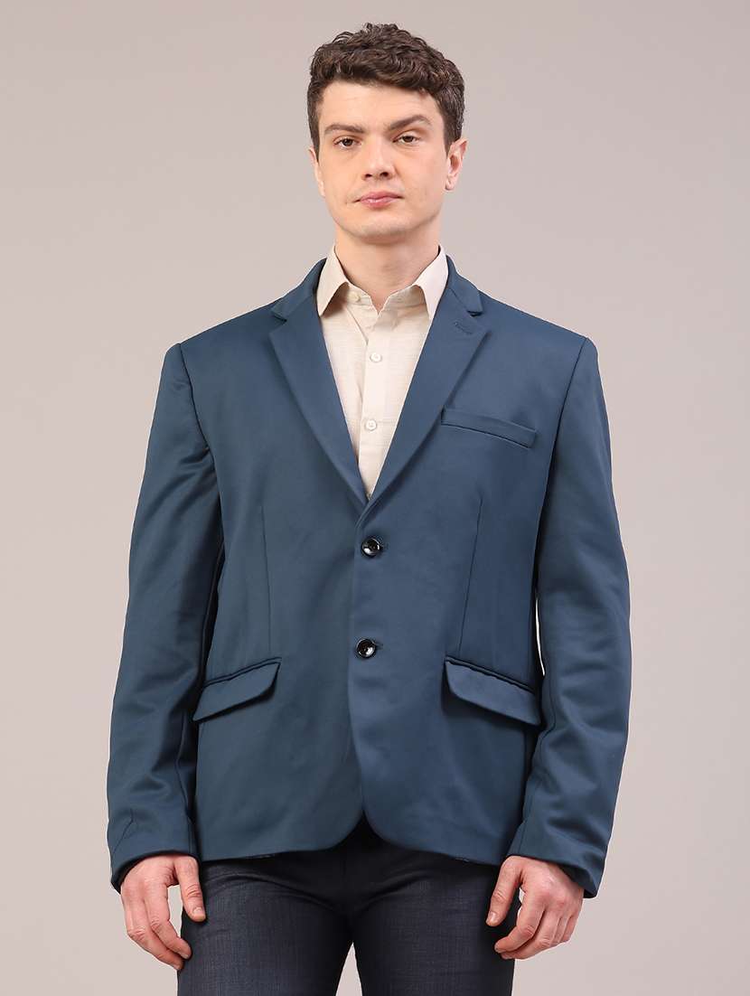men solid lapel collar single breasted formal blazer - 22323645 -  Standard Image - 2