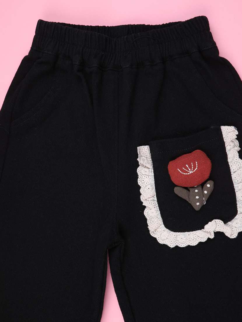 girls solid mid rise track pant - 22323664 -  Standard Image - 2