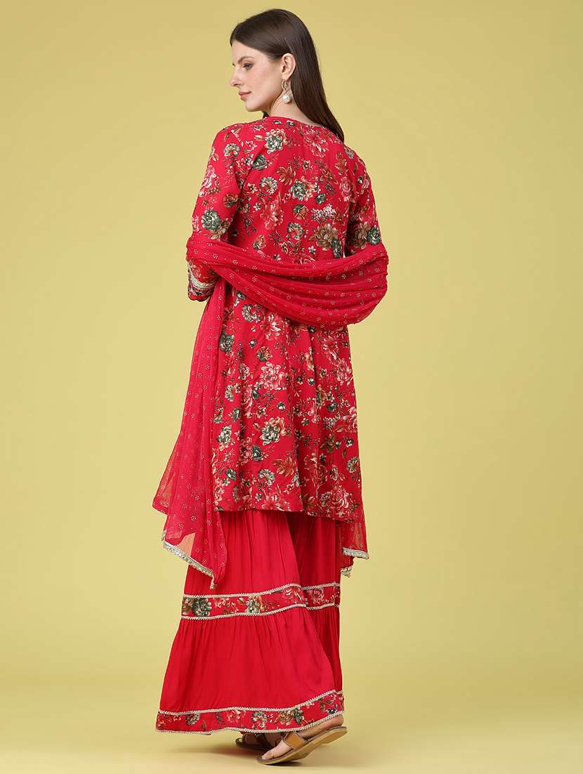 women printed three quarter sleeves kurta and sharaar set - 22323669 -  Standard Image - 2