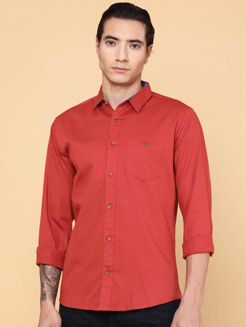 red cotton casual shirt