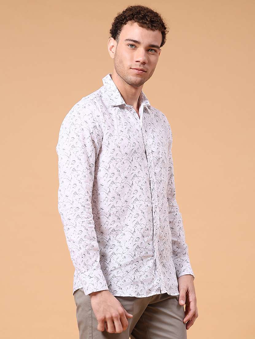 men printed long sleeve slim fit casual shirt - 22323829 -  Standard Image - 2