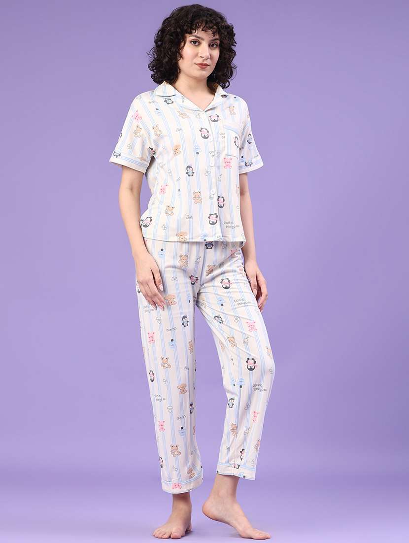 women printed short sleeve pyjama set nightwear - 22324014 -  Standard Image - 2