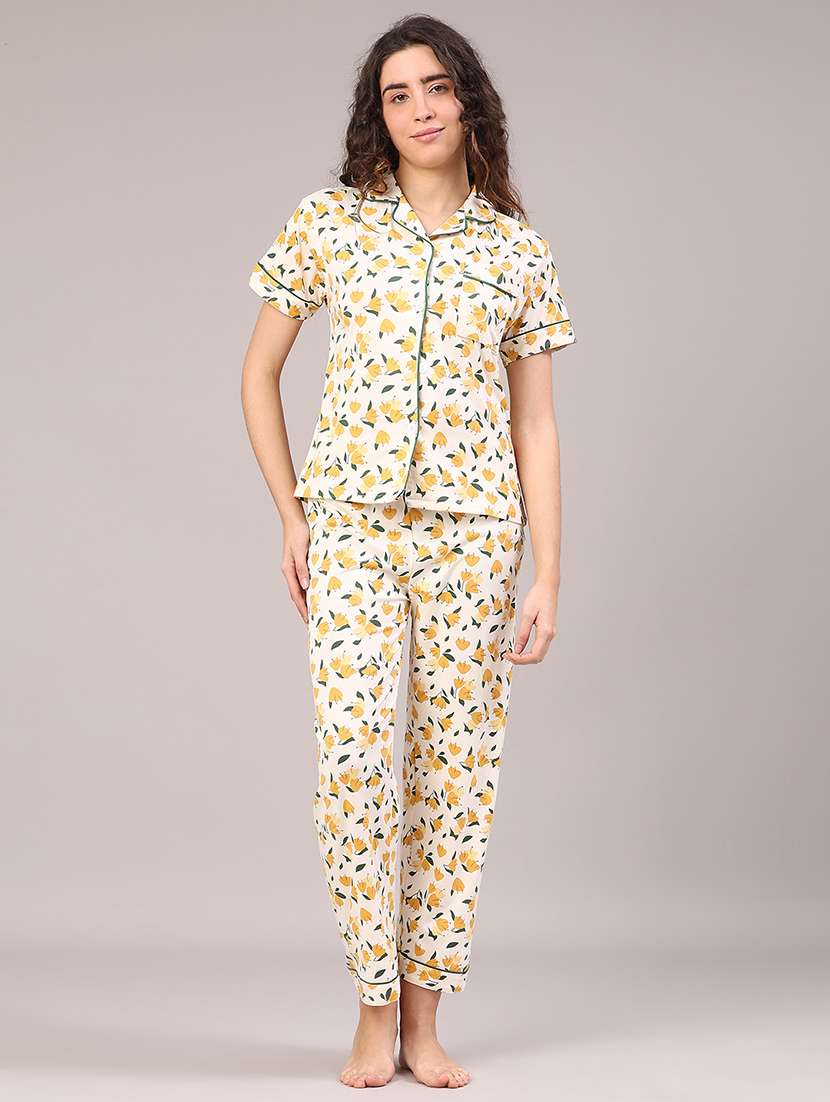 women printed short sleeve pyjama set nightwear