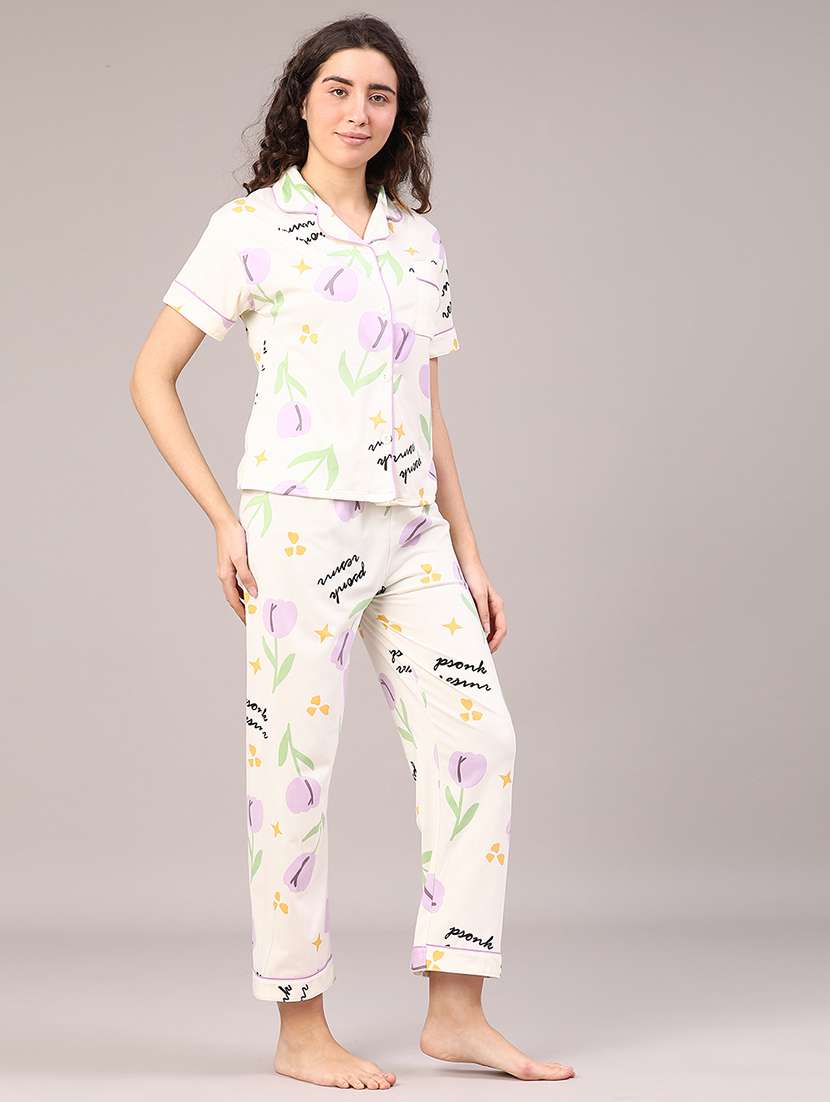 women printed short sleeve pyjama set nightwear - 22324016 -  Standard Image - 2
