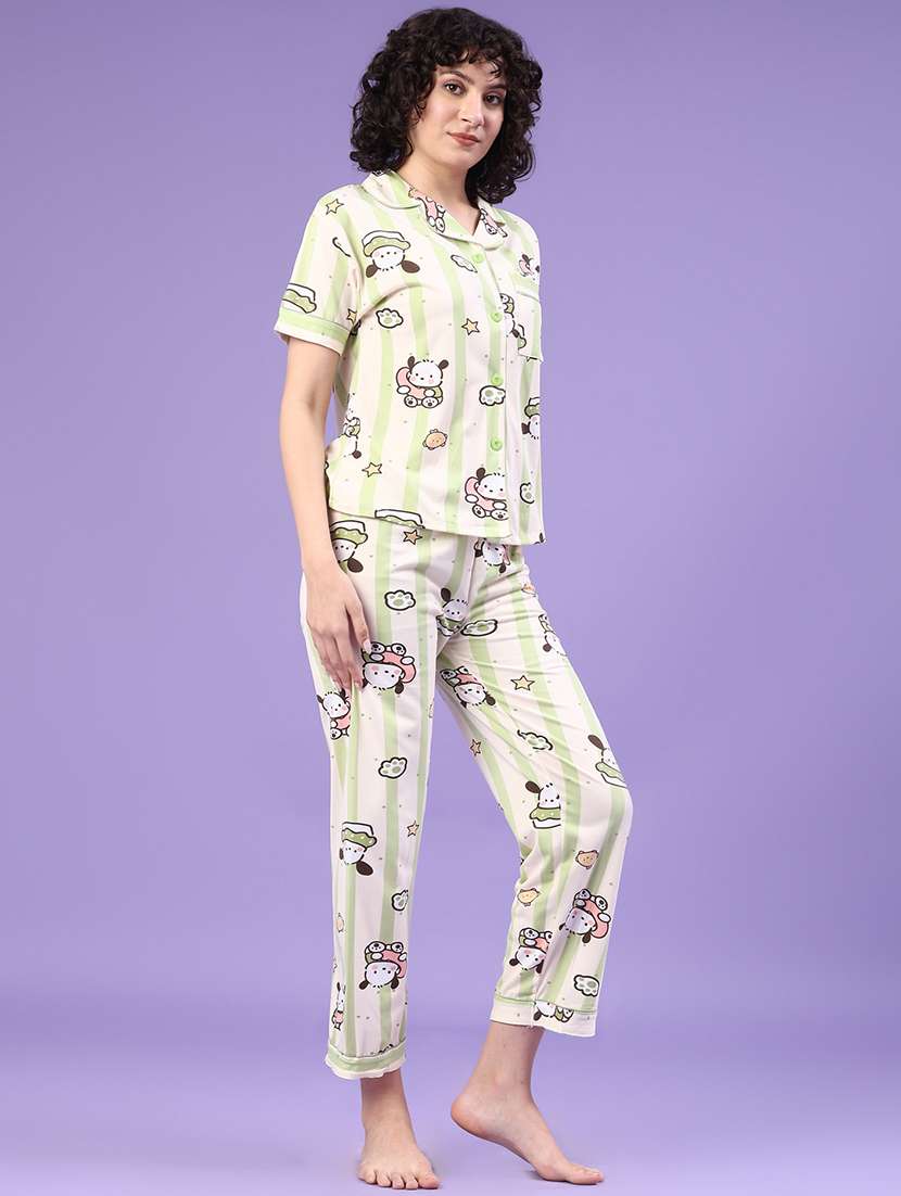 women printed short sleeve pyjama set nightwear - 22324019 -  Standard Image - 2