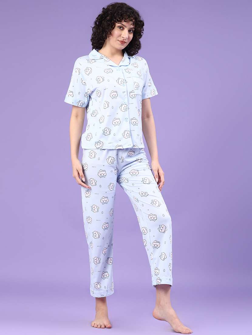 women printed short sleeve pyjama set nightwear - 22324020 -  Standard Image - 2