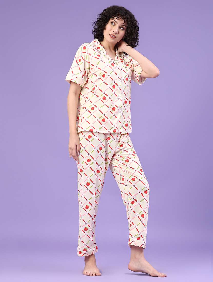 women printed short sleeve pyjama set nightwear - 22324022 -  Standard Image - 2