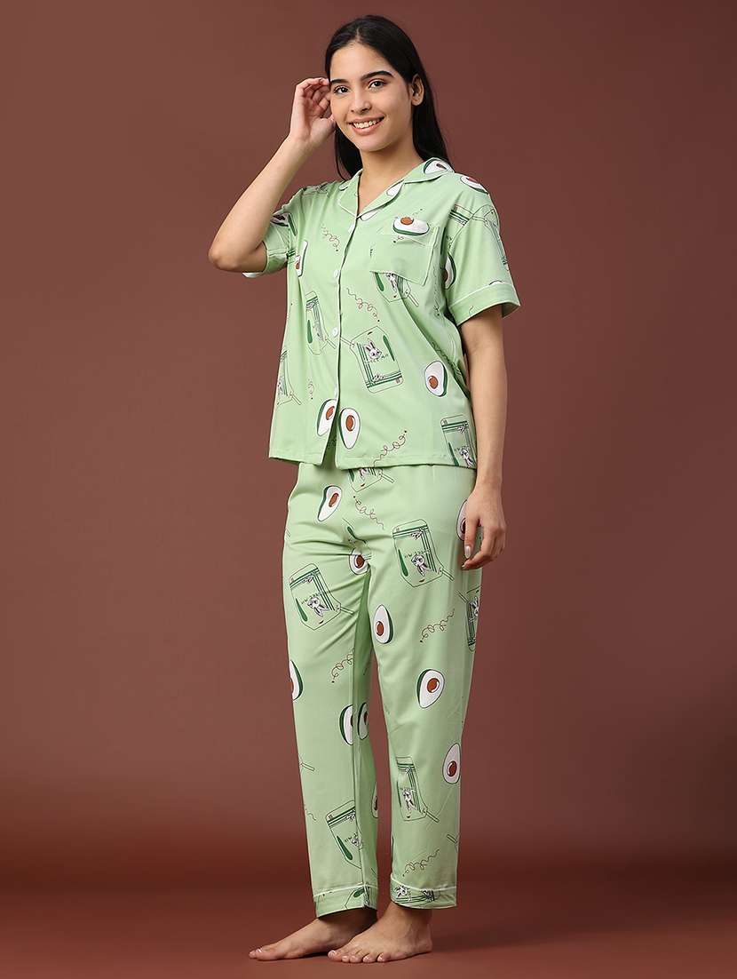women printed short sleeve pyjama set nightwear - 22324025 -  Standard Image - 2