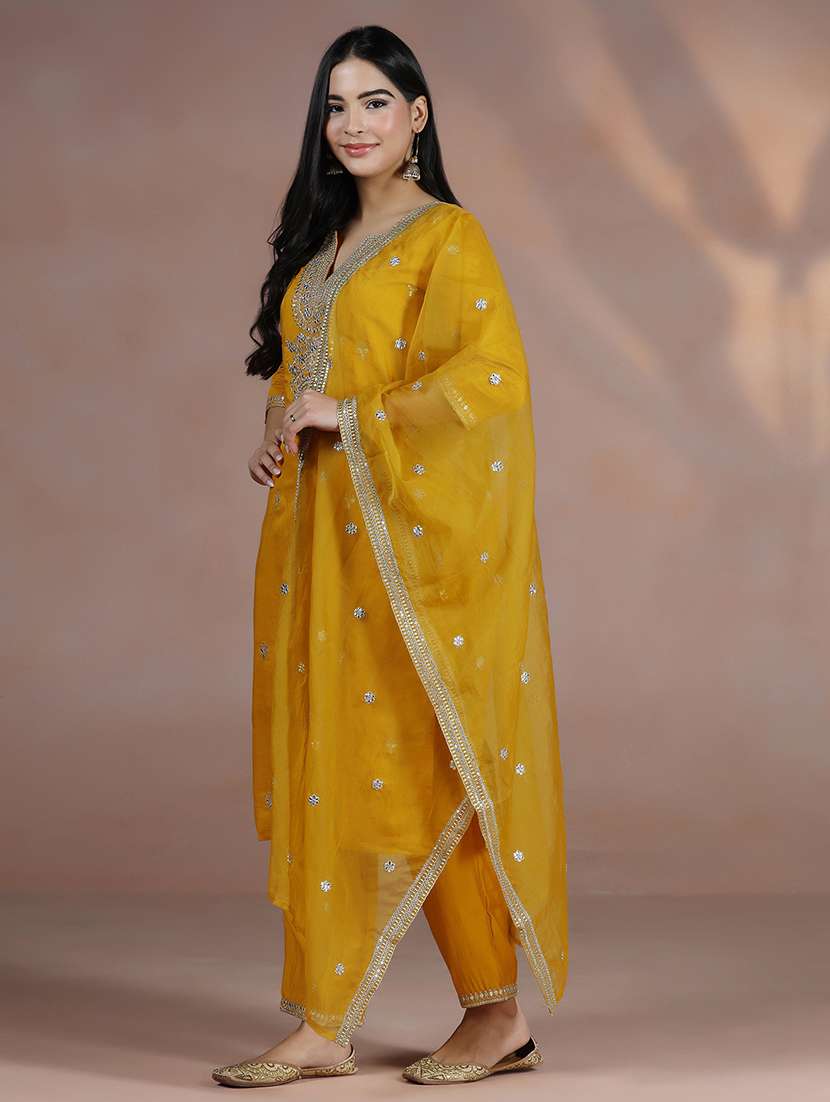 women mustard suit set - 22324121 -  Standard Image - 2