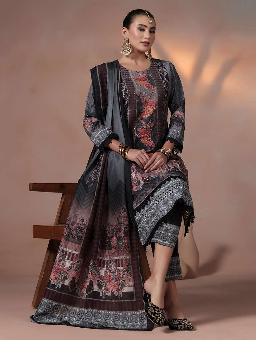 women printed round neck kurta pant with dupatta set - 22324135 -  Standard Image - 2