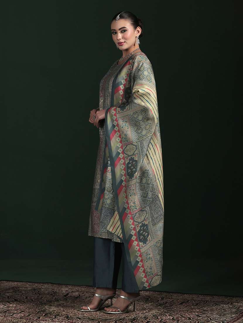 women printed round neck kurta pant with dupatta set - 22324138 -  Standard Image - 2