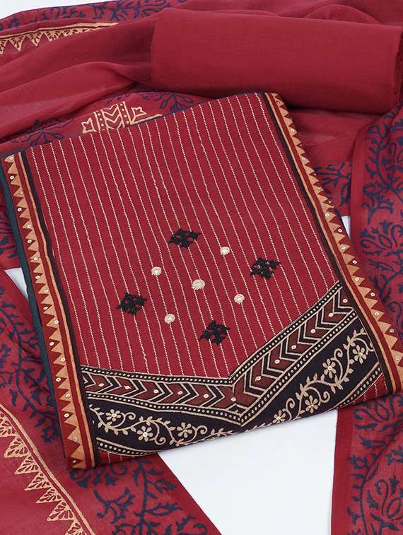 women solid unstitched suit set