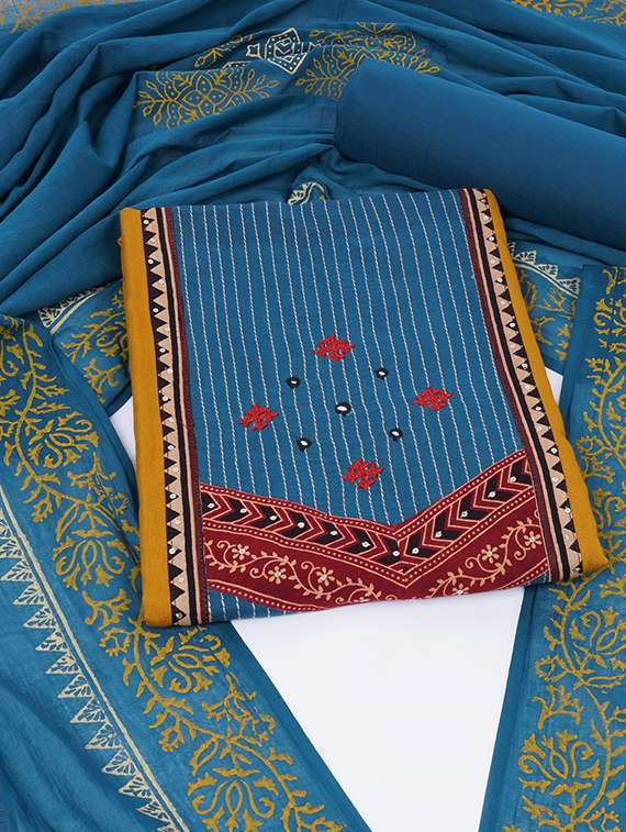 women solid unstitched suit set