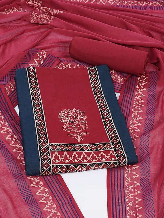 women solid unstitched suit set