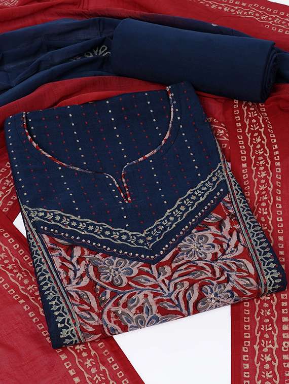 women self design unstitched suit set