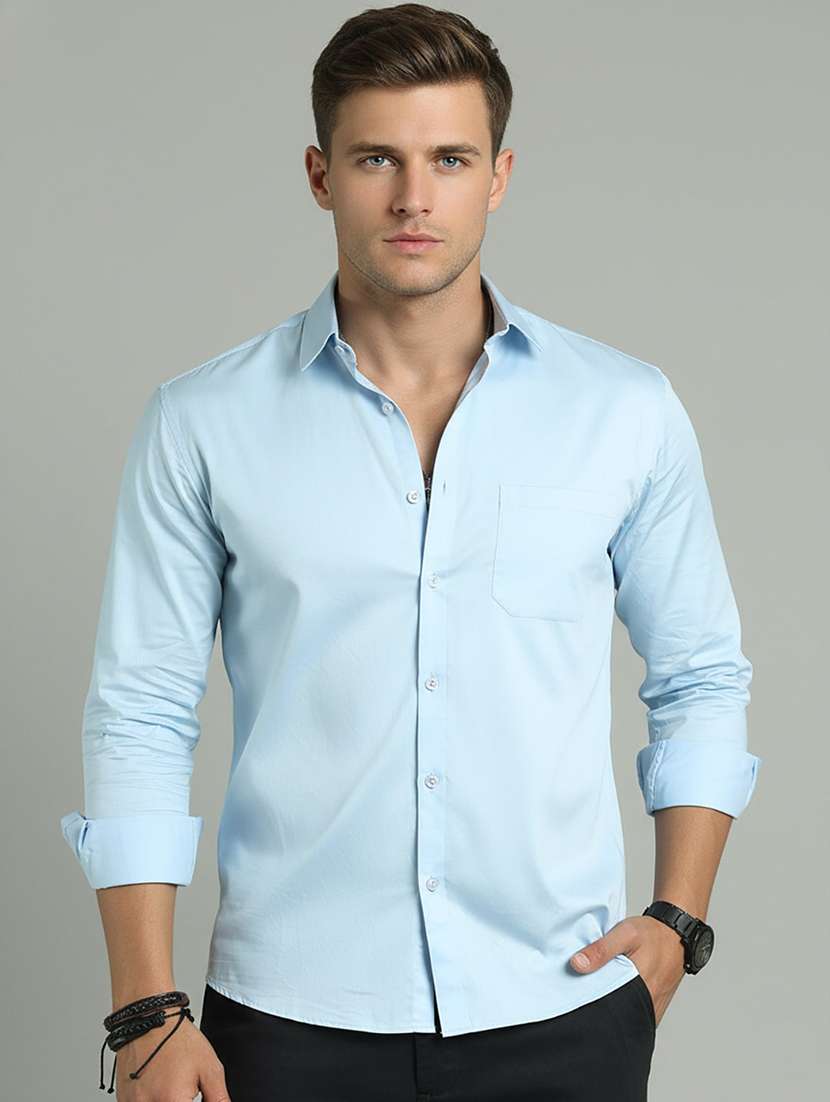 men solid long sleeve regular fit casual shirt