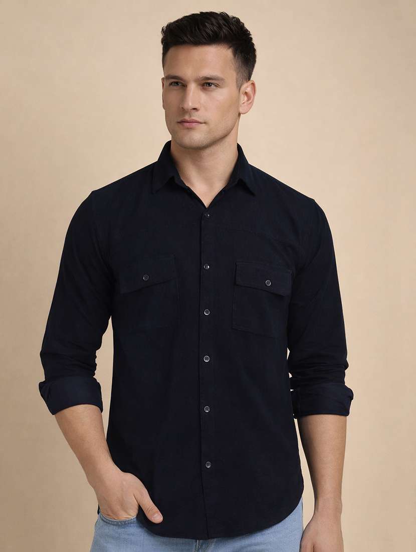men solid long sleeve regular fit casual shirt