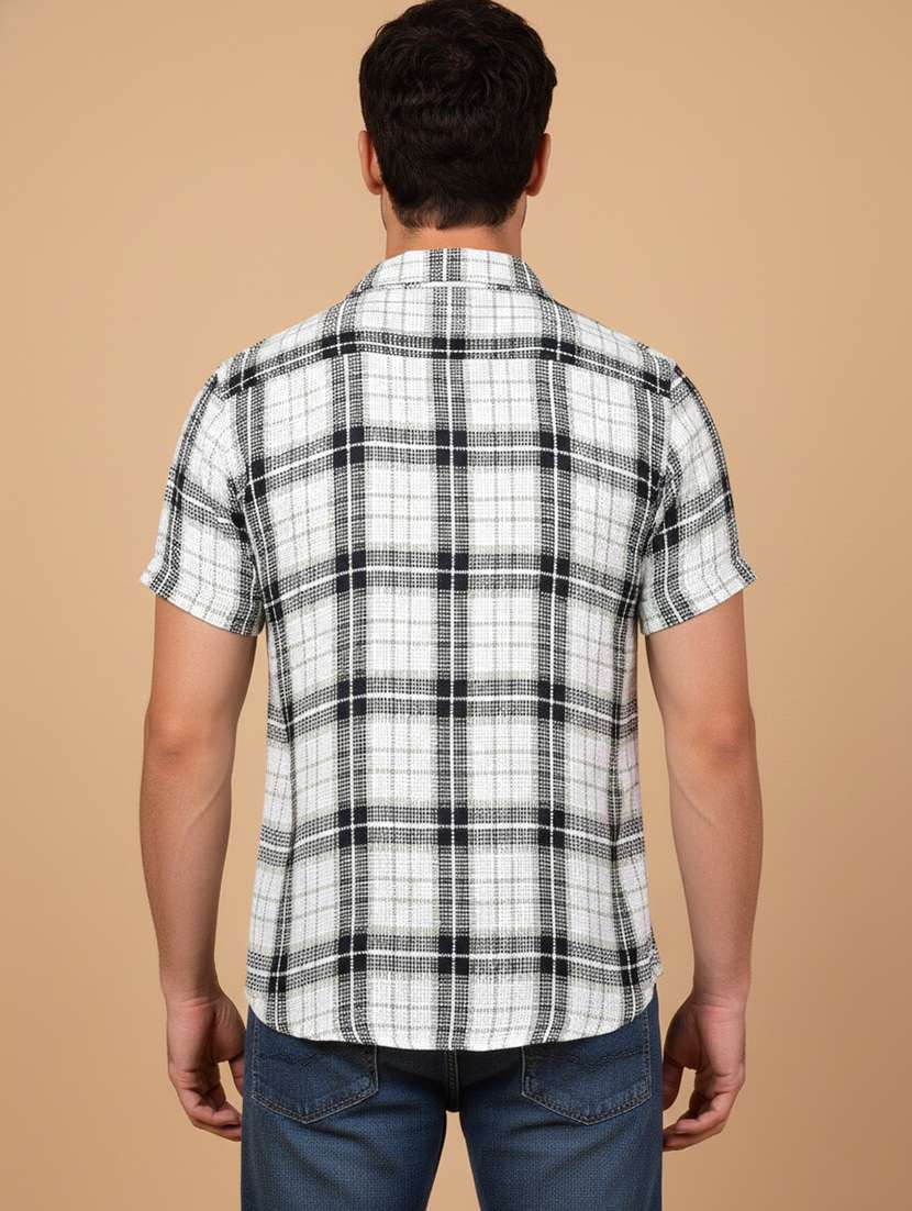men checkered short sleeve regular fit casual shirt - 22324343 -  Standard Image - 2