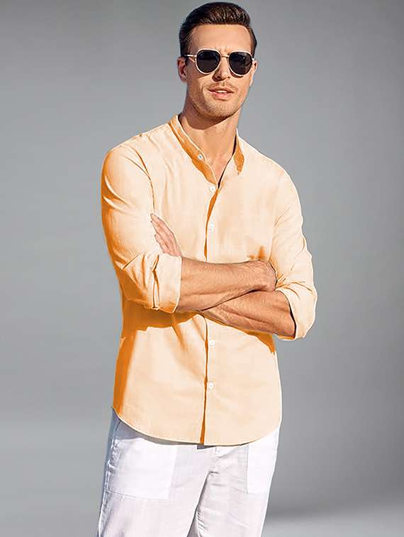 men solid long sleeve regular fit casual shirt