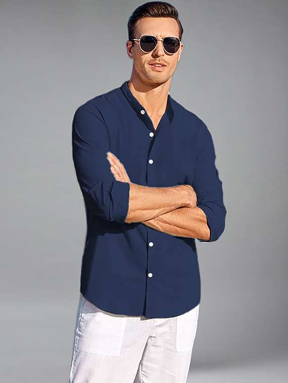 men solid long sleeve regular fit casual shirt