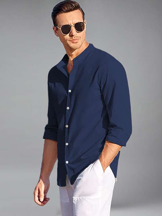 men solid long sleeve regular fit casual shirt - 22324523 -  Standard Image - 2
