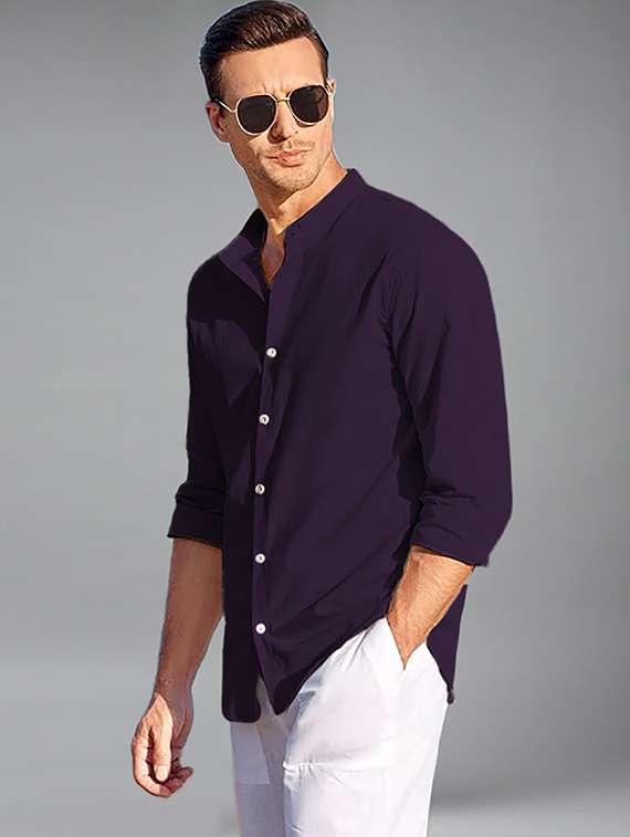 men solid long sleeve regular fit casual shirt - 22324525 -  Standard Image - 2