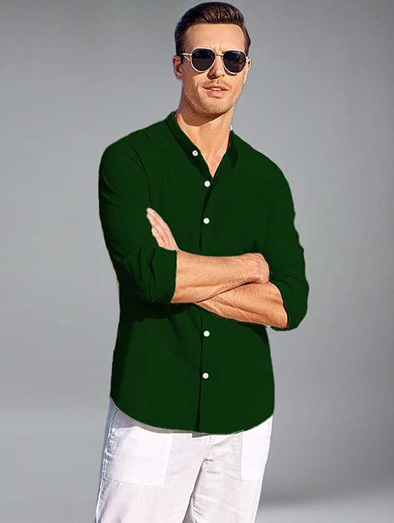 men solid long sleeve regular fit casual shirt