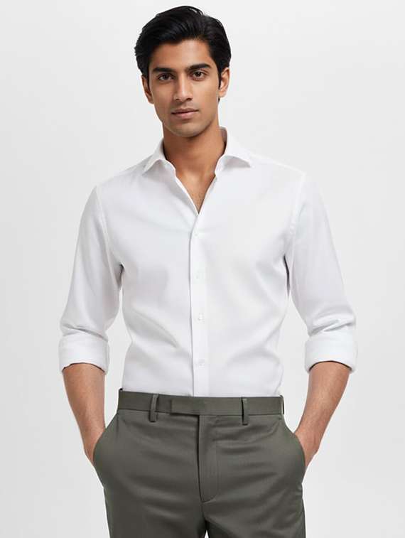 men solid long sleeve regular fit casual shirt