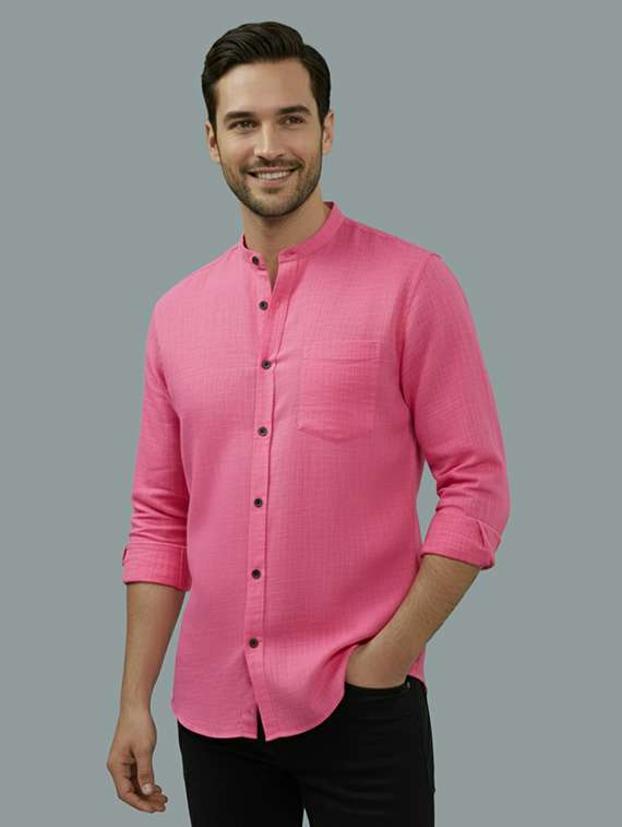 men solid long sleeve regular fit casual shirt