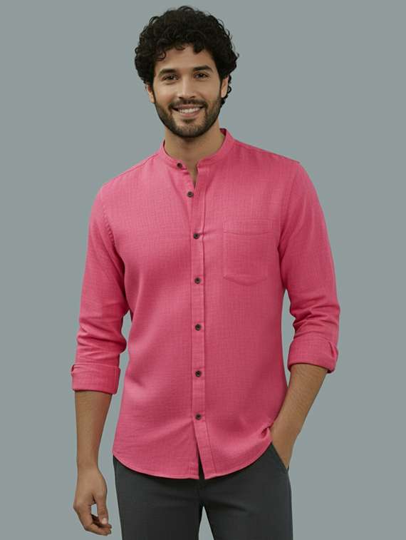 men solid long sleeve regular fit casual shirt
