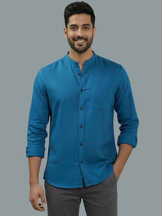 men solid long sleeve regular fit casual shirt