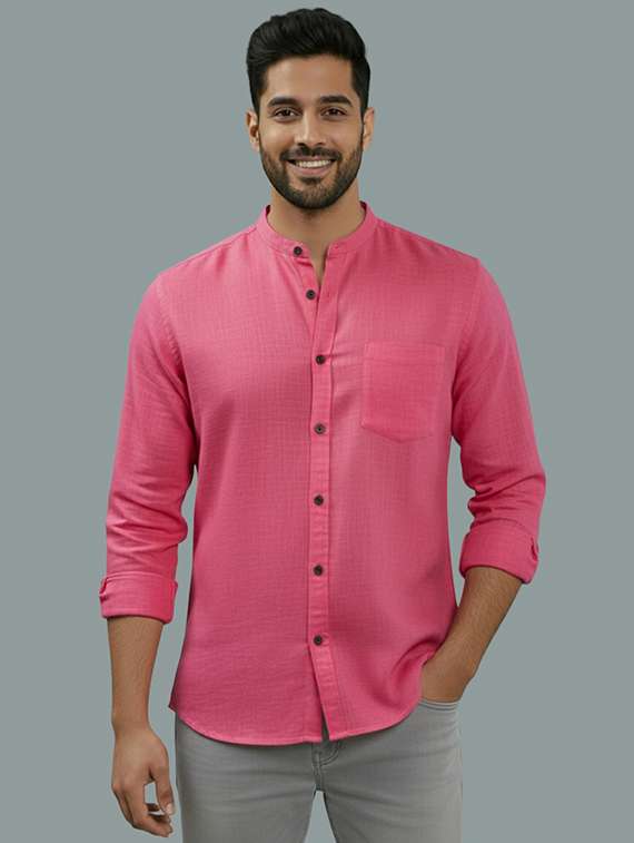 men solid long sleeve regular fit casual shirt