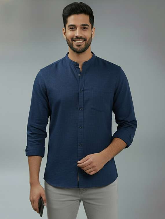 men solid long sleeve regular fit casual shirt