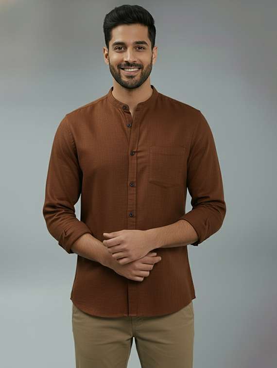 men solid long sleeve regular fit casual shirt