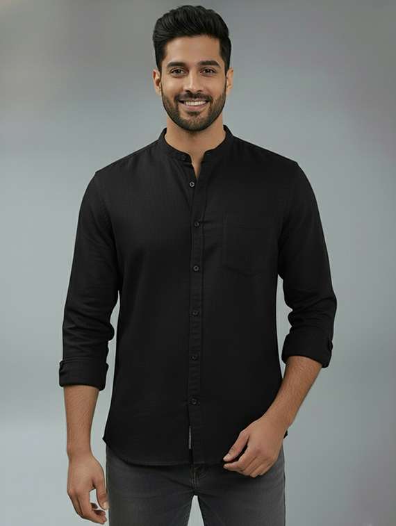 men solid long sleeve regular fit casual shirt