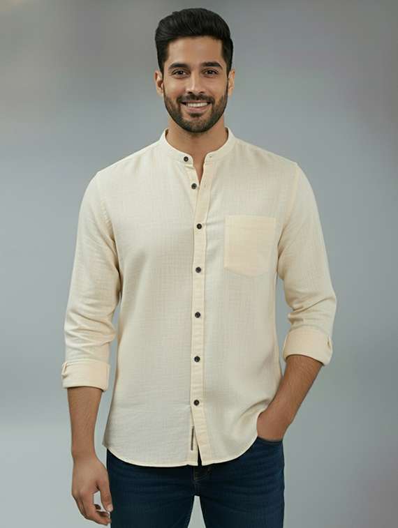 men solid long sleeve regular fit casual shirt