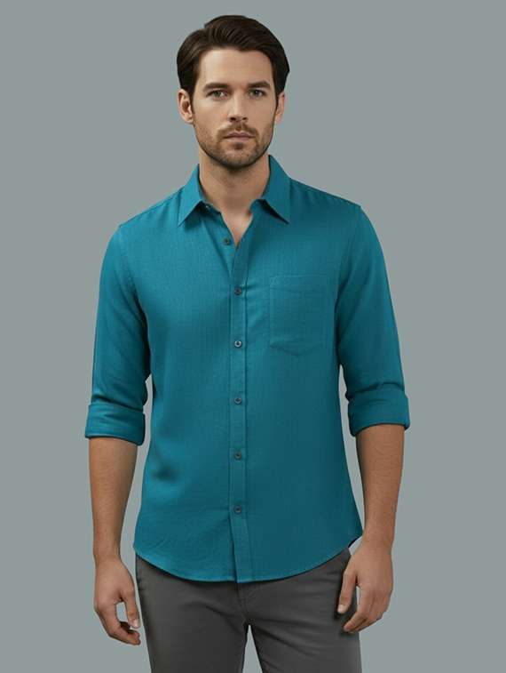men solid long sleeve regular fit casual shirt