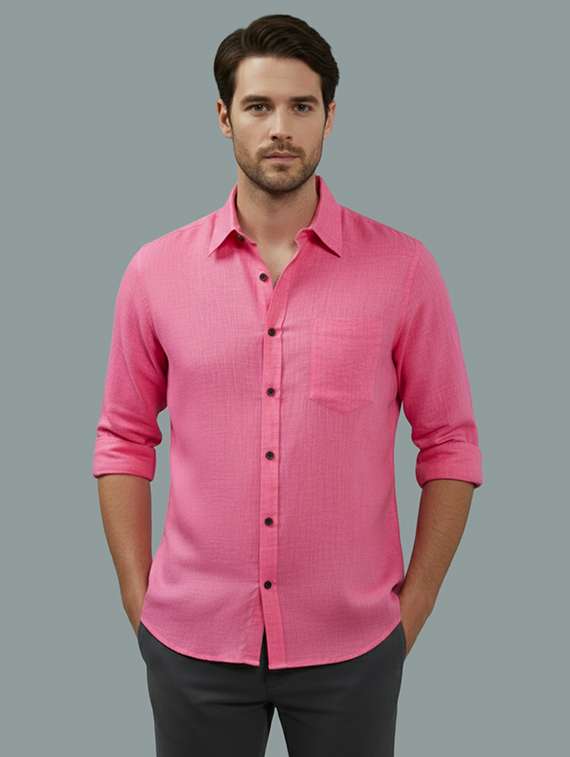 men solid long sleeve regular fit casual shirt