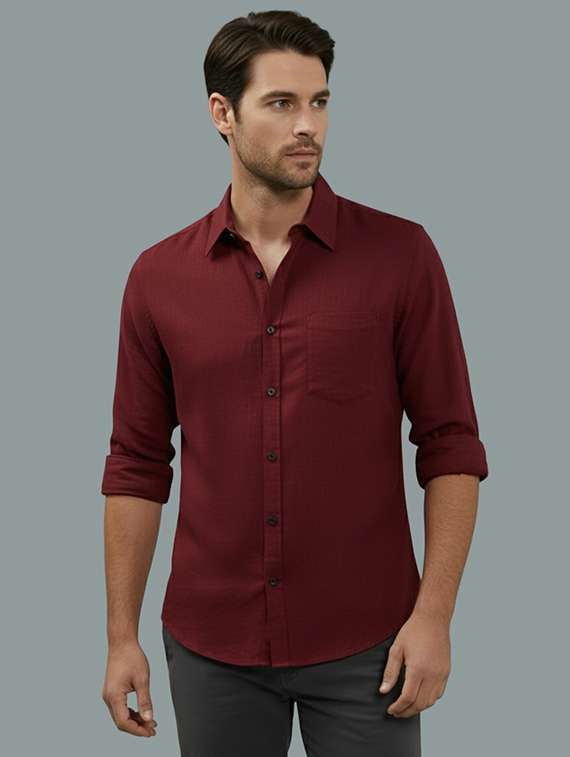 men solid long sleeve regular fit casual shirt
