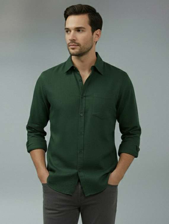 men solid long sleeve regular fit casual shirt