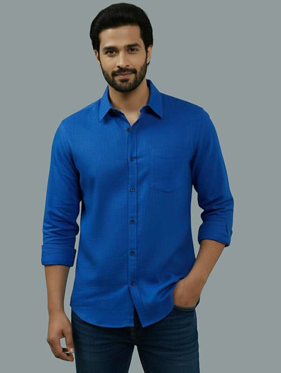 men solid long sleeve regular fit casual shirt