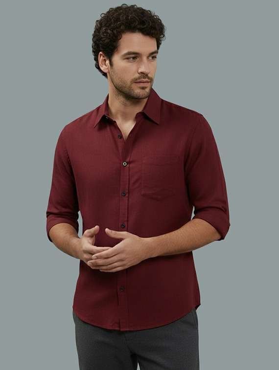 men solid long sleeve regular fit casual shirt