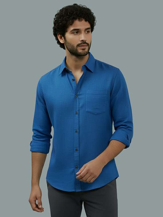 men solid long sleeve regular fit casual shirt