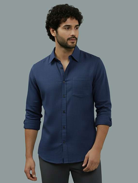 men solid long sleeve regular fit casual shirt