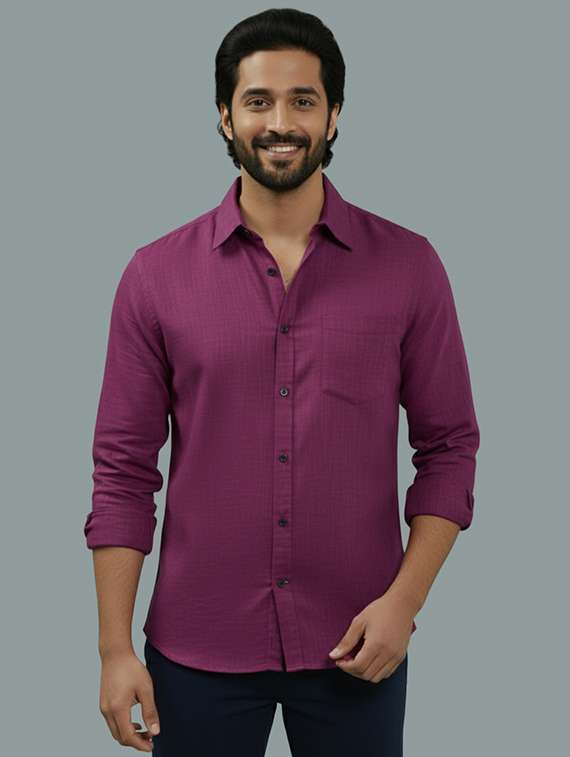men solid long sleeve regular fit casual shirt