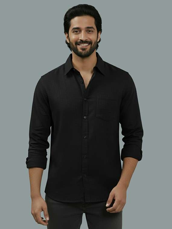 men solid long sleeve regular fit casual shirt