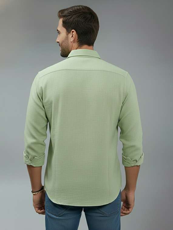 men solid long sleeve regular fit casual shirt - 22325100 -  Standard Image - 2